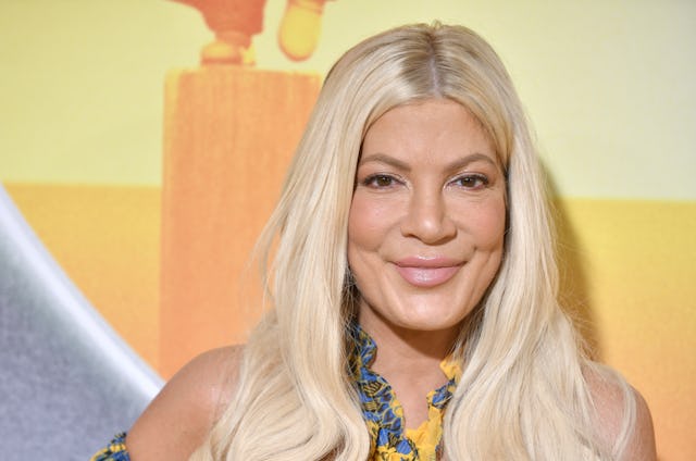 Tori Spelling gears her children up for bullies with a certain mantra. Here, she attends the Fans Pr...