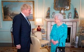 Britain's Queen Elizabeth II welcomes newly elected leader of the Conservative party, Boris Johnson ...