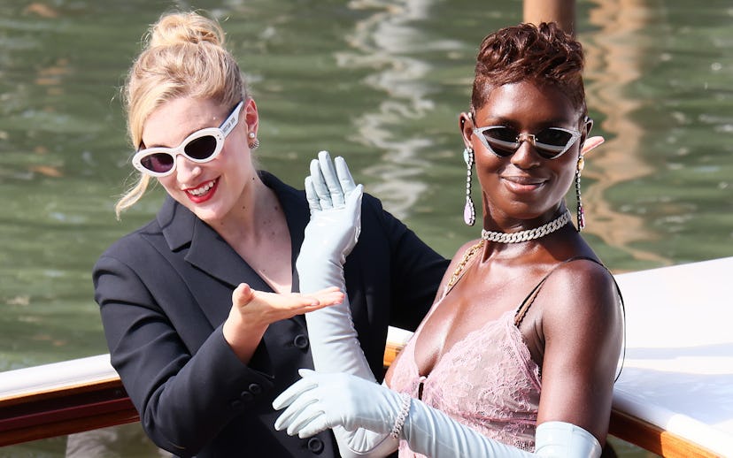 VENICE, ITALY - AUGUST 31: Greta Gerwig and Jodie Turner-Smith are seen during the 79th Venice Inter...