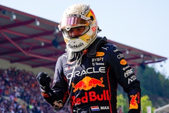 Max Verstappen of Holland driving the (1) Oracle Red Bull Racing RB18 Red Bull RBPTH001 during the F...