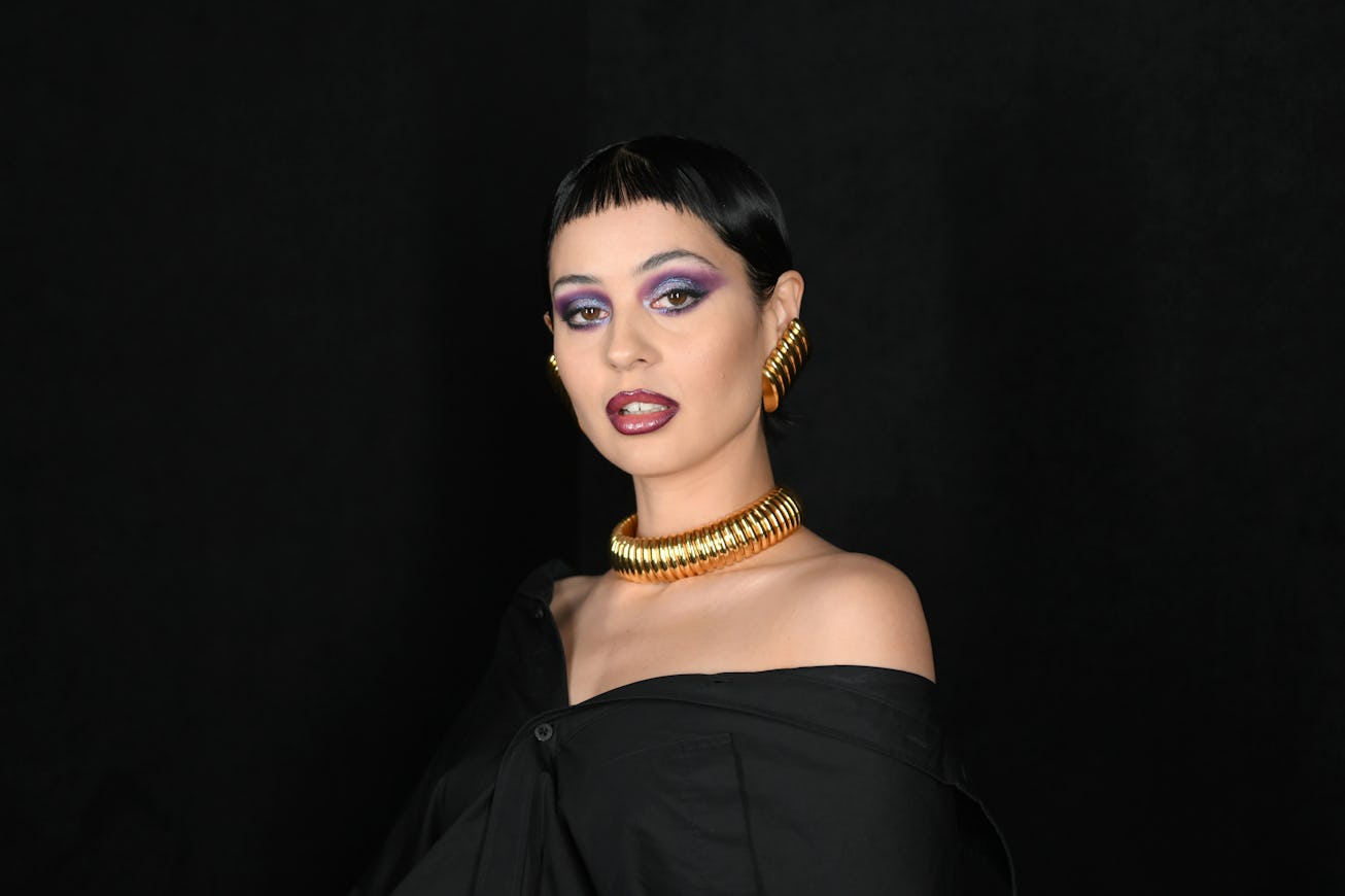 LE BOURGET, FRANCE - MARCH 06: Alexa Demie attends the Balenciaga FW 22 show at Le Bourget Halle d ‘...