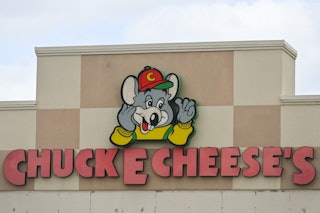 Logo of Chuck E Cheese's in South Edmonton Common.
Friday, May 20, 2022, in Edmonton, Alberta, Canad...