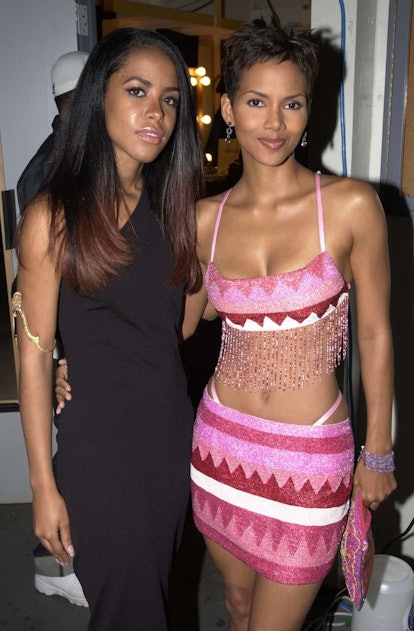 Aaliyah and Halle Berry during the 2000 MTV Movie Awards at Sony Studios in Culver City, California.