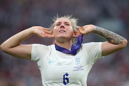 Millie Bright of England celebrates following the UEFA Women's Euro England 2022 final.