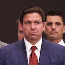 ROCKLEDGE, UNITED STATES - 2022/08/03: Florida Gov. Ron DeSantis at a press conference to announce t...