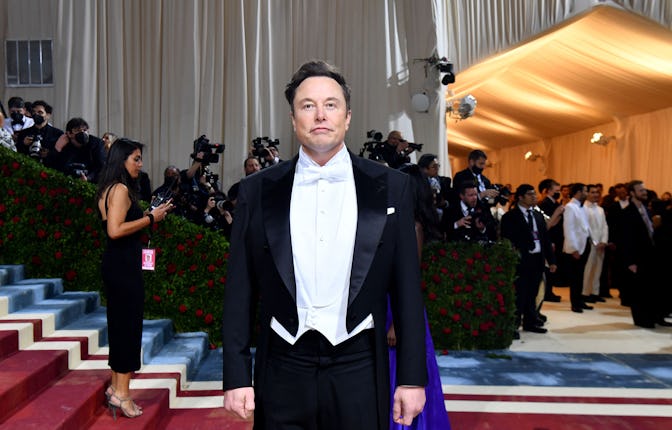 CEO, and chief engineer at SpaceX, Elon Musk, arrives for the 2022 Met Gala at the Metropolitan Muse...