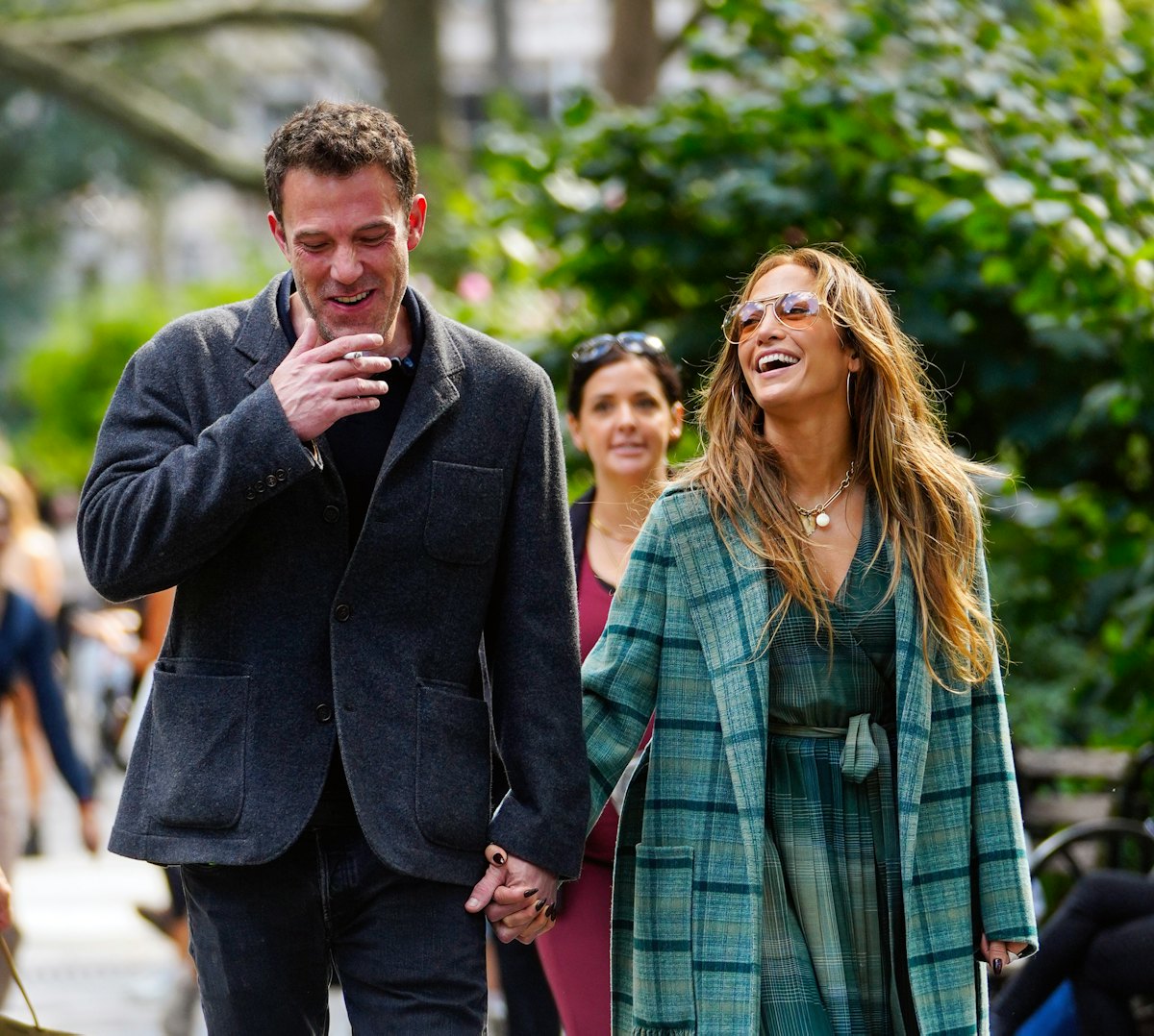 NEW YORK, NEW YORK - SEPTEMBER 26: Jennifer Lopez and Ben Affleck are seen on September 26, 2021 in ...