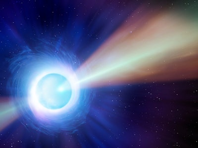 Computer illustration showing a new pulsar just a fraction of a second after it was formed from the ...