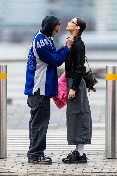 NEW YORK, NEW YORK - MARCH 20: Bella Hadid and Marc Kalman are seen in Tribeca on March 20, 2022 in ...