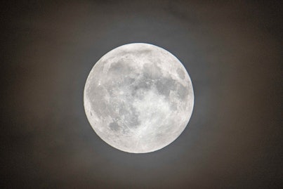 Super Flower Full Moon of 2022. Bright and beautiful full moon illumination in the dark night sky th...