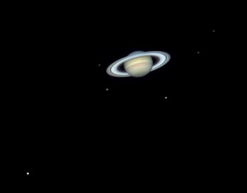 UNSPECIFIED - JANUARY 30: This image showing Saturn with six of its moons was taken on January 26...