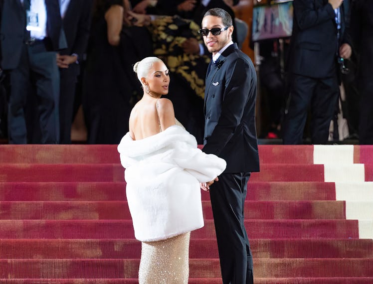 NEW YORK, NEW YORK - MAY 02: Kim Kardashian and Pete Davidson arrive to The 2022 Met Gala Celebratin...