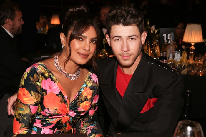 LONDON, ENGLAND - NOVEMBER 29: Priyanka Chopra and Nick Jonas attend The Fashion Awards 2021 at Roya...