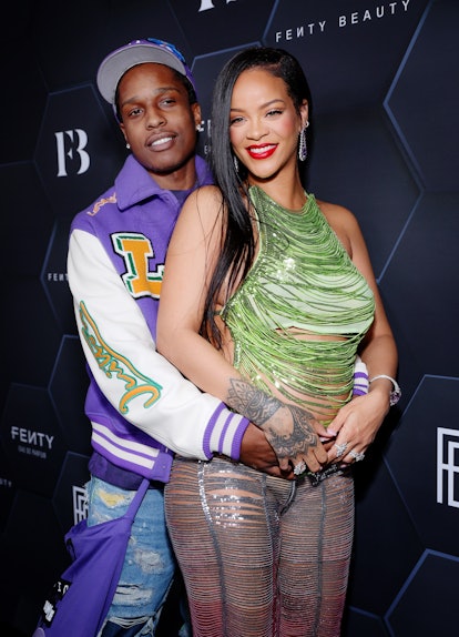 LOS ANGELES, CALIFORNIA - FEBRUARY 11: (L-R) A$AP Rocky and Rihanna celebrate Fenty Beauty & Fenty S...
