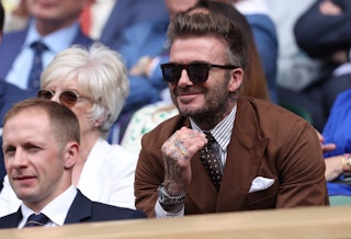 David Beckham at Wimbledon 2022. He recently went to see the Wknd with his daughter — and got loving...