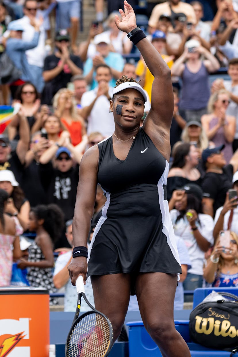 TORONTO, ON - AUGUST 08: Serena Williams celebrates after winning her National Bank Open tennis tour...