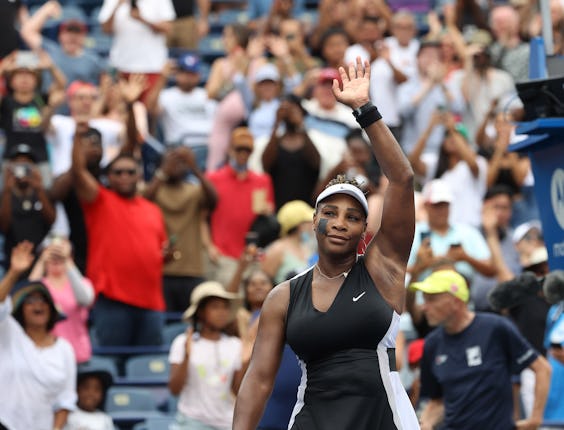 TORONTO, ON - AUGUST 8  -  Serena Williams of the United States raises her arms after she defeats Nu...