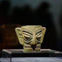An exhibit is displayed at an exhibition named "Share the Same River: Bronze Age Civilization in the...