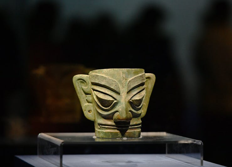 An exhibit is displayed at an exhibition named "Share the Same River: Bronze Age Civilization in the...