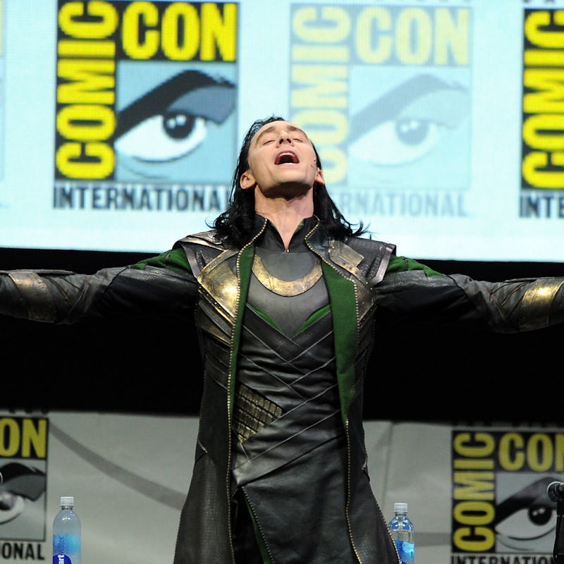 SAN DIEGO, CA - JULY 20: Actor Tom Hiddleston speaks onstage at Marvel Studios "Thor: The Dark Worl...