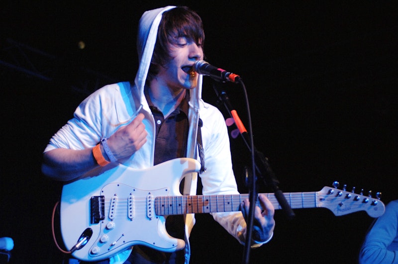 The Arctic Monkeys' Alex Turner had a combed-forward hairstyle in 2006.