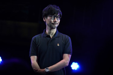 Japanese video game designer, writer, director and producer Hideo Kojima speaks on stage to present ...