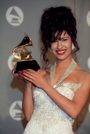 Singer Selena (Quintanilla) receives Grammy Award at The 36th Annual Grammy Awards on March 1, 1994 ...