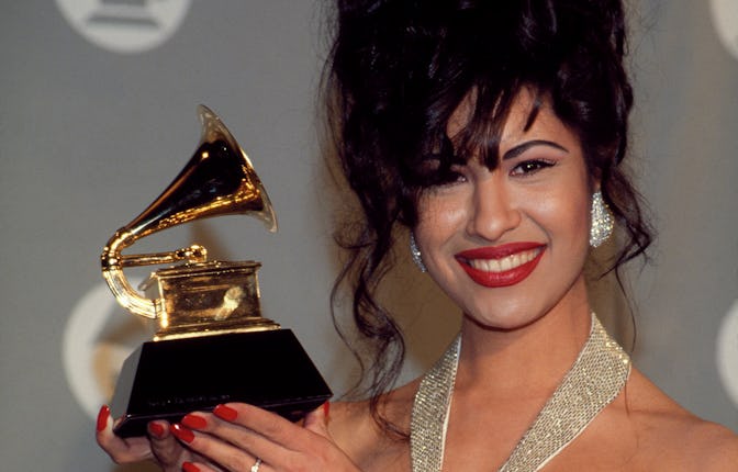 Singer Selena (Quintanilla) receives Grammy Award at The 36th Annual Grammy Awards on March 1, 1994 ...