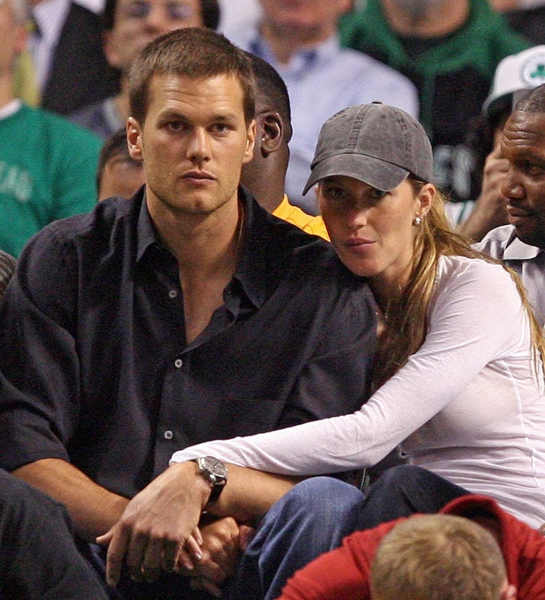 (052208  Boston, MA) Tom Brady and Gisele Bundchen in the first half of Game 2 of the NBA Eastern Co...