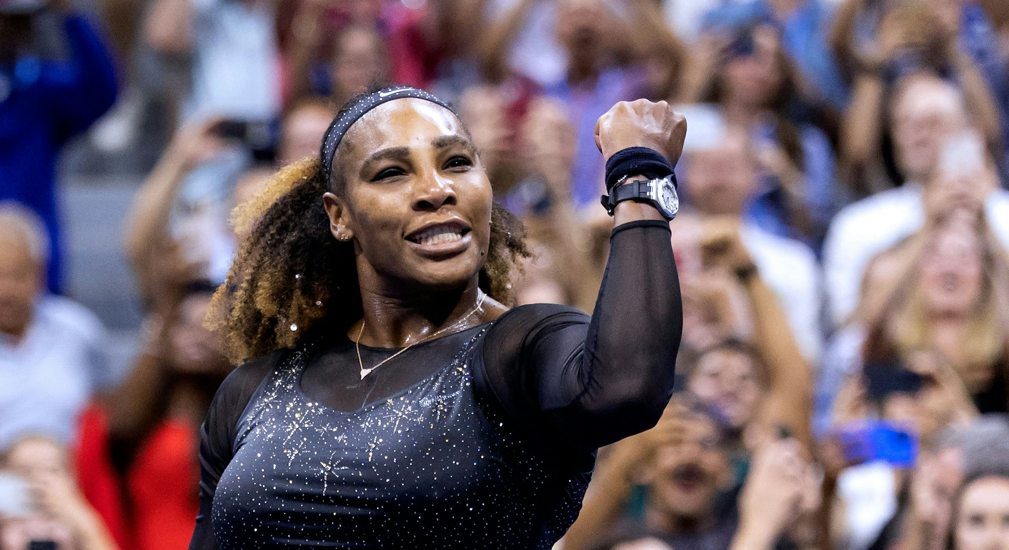 TOPSHOT - USA's Serena Williams celebrates her win against Estonia's Anett Kontaveit during their 20...