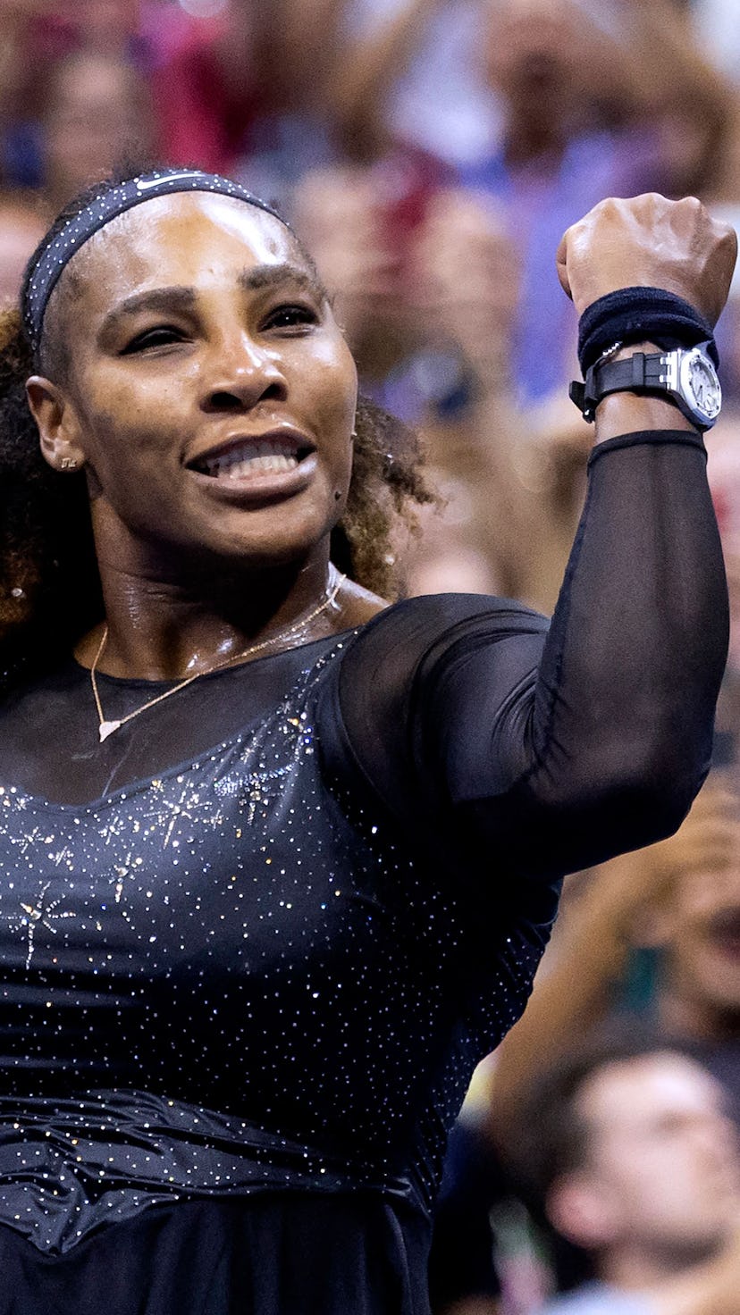TOPSHOT - USA's Serena Williams celebrates her win against Estonia's Anett Kontaveit during their 20...