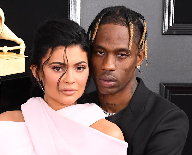 LOS ANGELES, CALIFORNIA - FEBRUARY 10: Kylie Jenner and Travis Scott arrives at the 61st Annual GRAM...