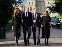 Prince Harry, Meghan Markle, Prince William and Kate Middleton reunited at Windsor Castle to mourn t...