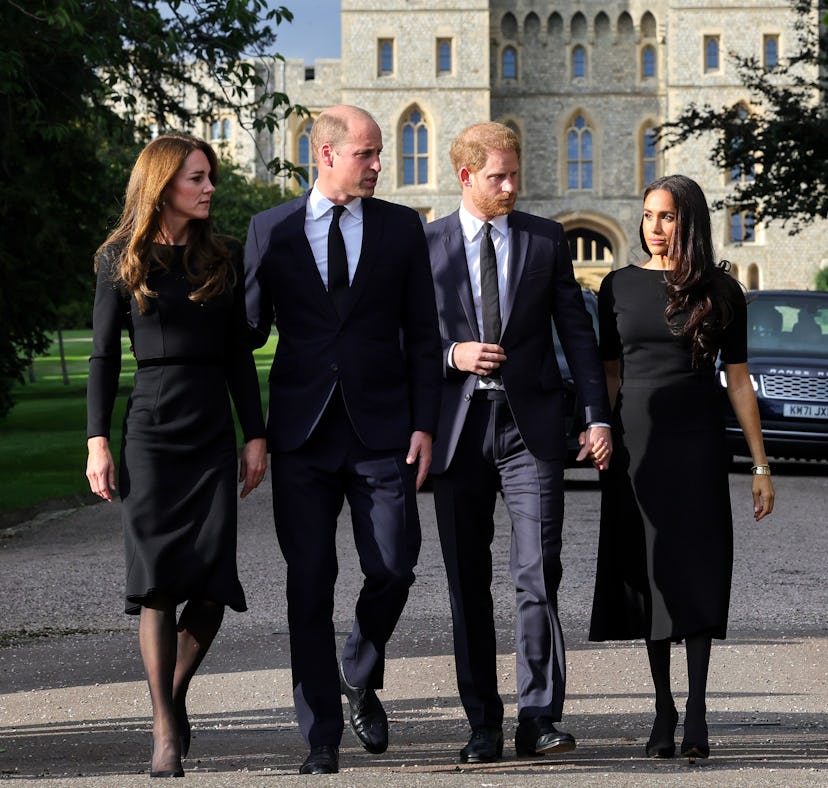 Prince Harry, Meghan Markle, Prince William and Kate Middleton reunited at Windsor Castle to mourn t...