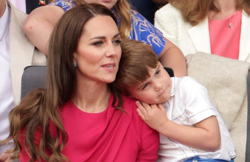 LONDON, ENGLAND - JUNE 05: Catherine, Duchess of Cambridge and Prince Louis of Cambridge watch the P...