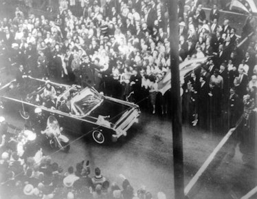 President John F. Kennedy’s convoy at Dallas on the day of his assassination.