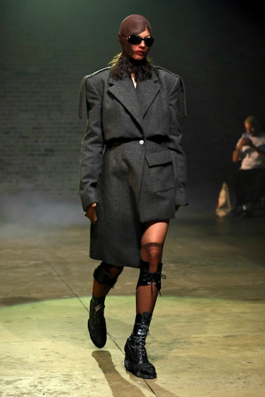 NEW YORK, NEW YORK - SEPTEMBER 10: A model walks the runway for the Elena Velez fashion show during ...