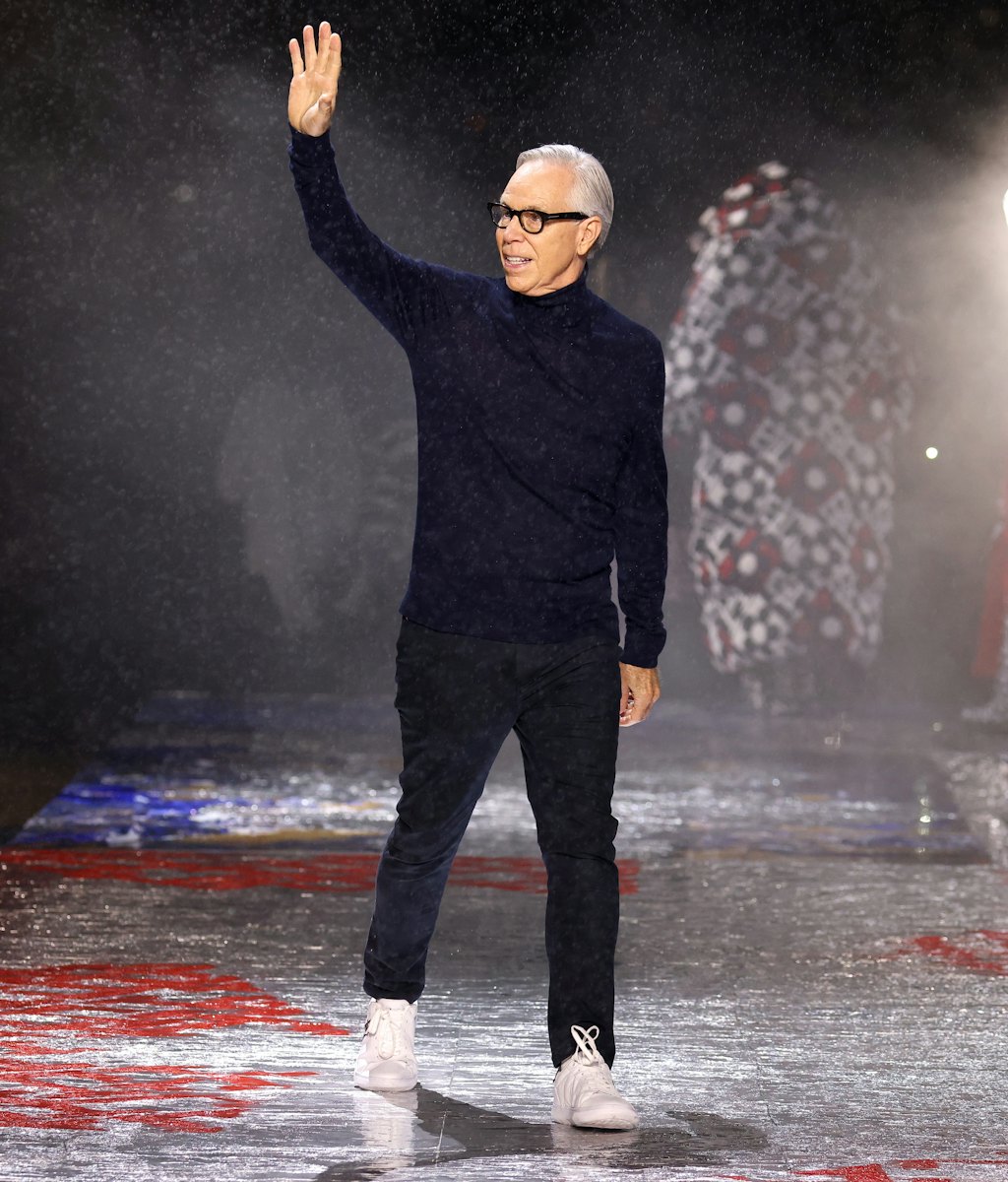 Tommy Hilfiger walks the runway during his NYFW show in Brooklyn.