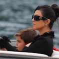 PORTOFINO, ITALY - May 23: Kourtney Kardashian and her son Reign Disick are seen on May 23, 2022 in ...