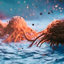Cancer malignant cells - 3d rendered image, abstract enhanced scanning electron micrograph (SEM) of ...