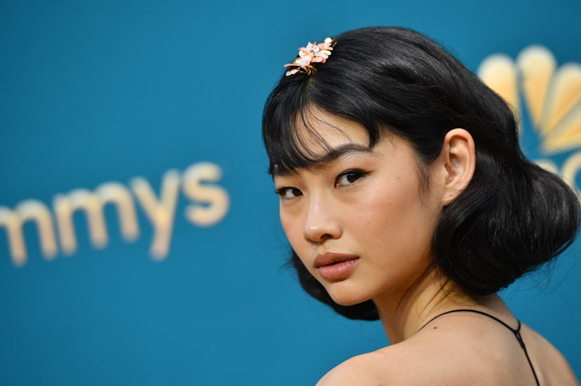 Squid Game actress Jung Ho-yeon's wavy lob with bangs was one of the best hair looks on the 2022 Emm...