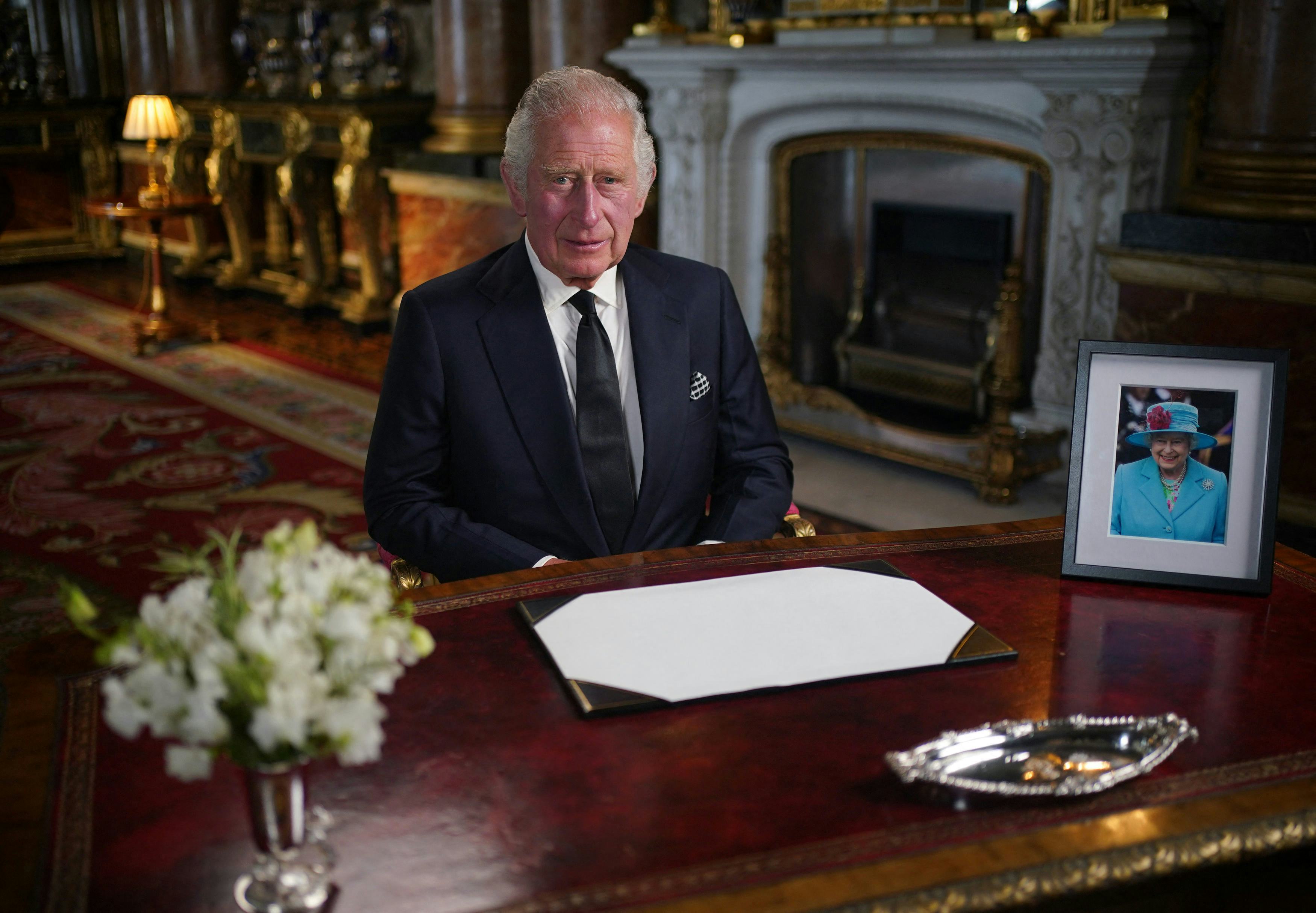 King Charles III at Buckingham Palace.