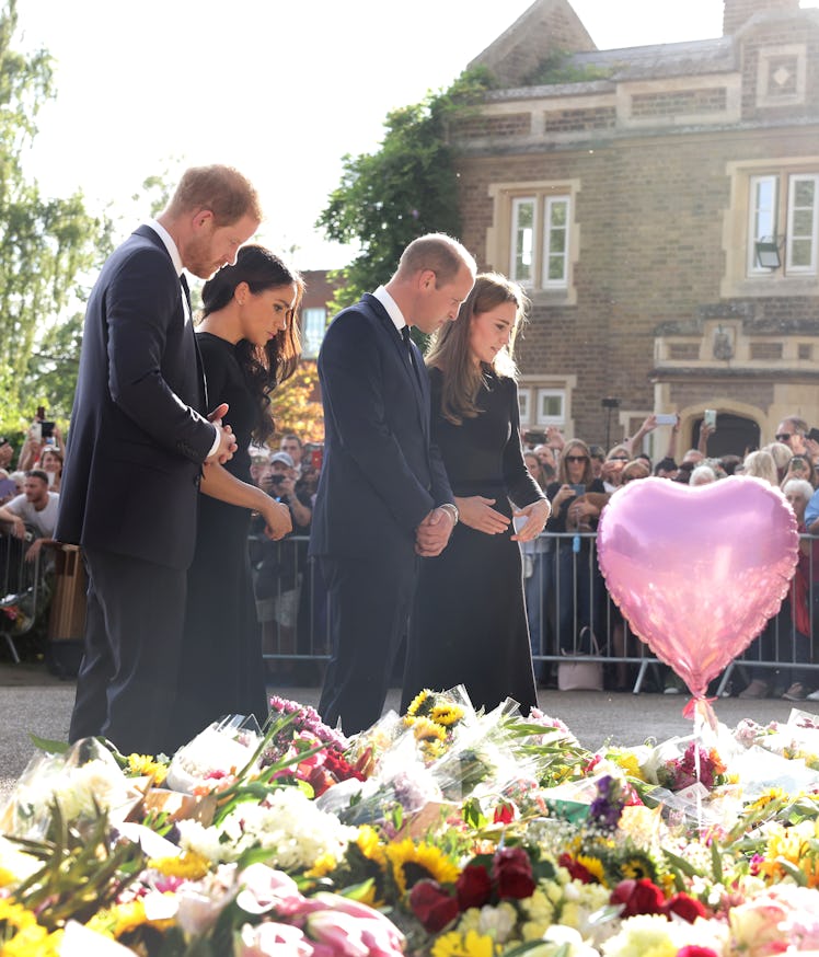 Prince Harry, Meghan Markle, Prince William, and Kate Middleton paid their respects to Queen Elizabe...