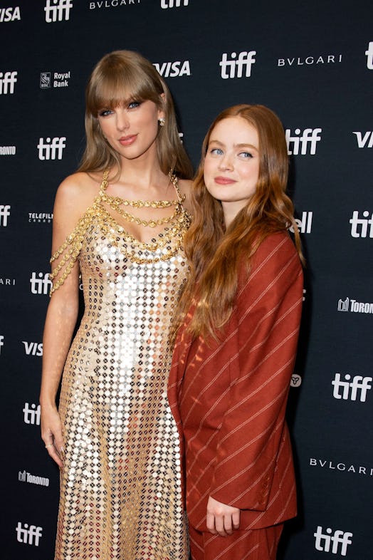 US singer Taylor Swift and US actress Sadie Sink attend “In Conversation With…Taylor Swift” during…