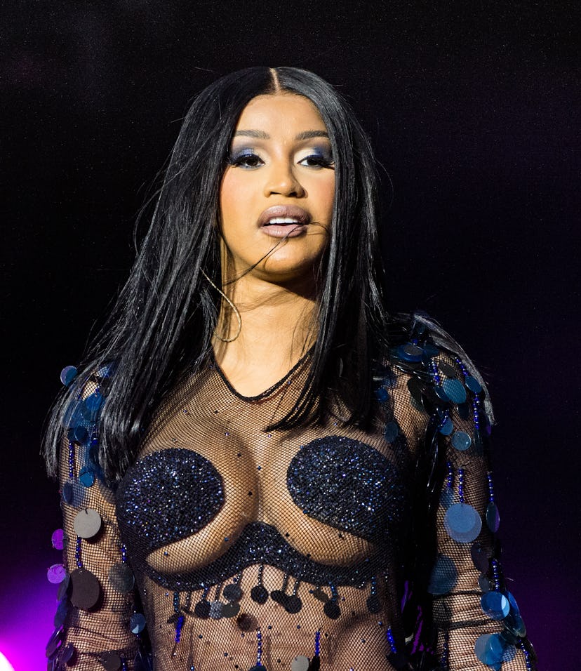 Before Cardi B revealed her face tattoo, Cardi B performs on the main stage during Wireless Festival...