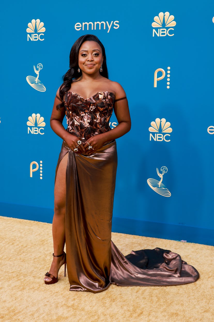 Quinta Brunson arriving at the 74th Primetime Emmy Awards at the Microsoft Theater on Monday, Septem...