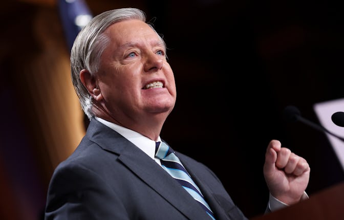WASHINGTON, DC - AUGUST 05: U.S. Sen. Lindsey Graham (R-SC) speaks at a press conference at the U.S....