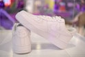 LOS ANGELES, CALIFORNIA - JUNE 21: A view of Nike shoes on display during the 2019 BET Experience Ki...