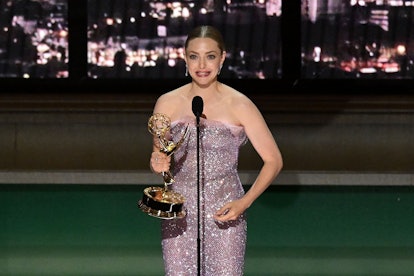 US actress Amanda Seyfried accepts the award for Outstanding Lead Actress In A Limited Or Anthology ...