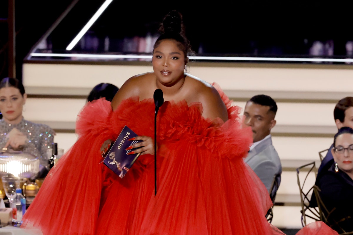 Lizzo's long red stiletto nails shined at the 2022 Emmy Awards.